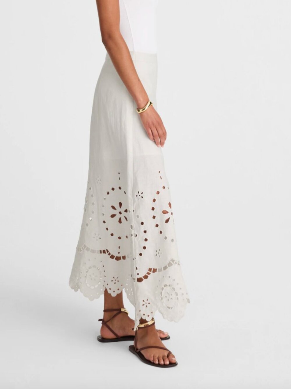 Madewell Eyelet Embroidered Maxi Skirt White Size 4 - Picture 2 of 14